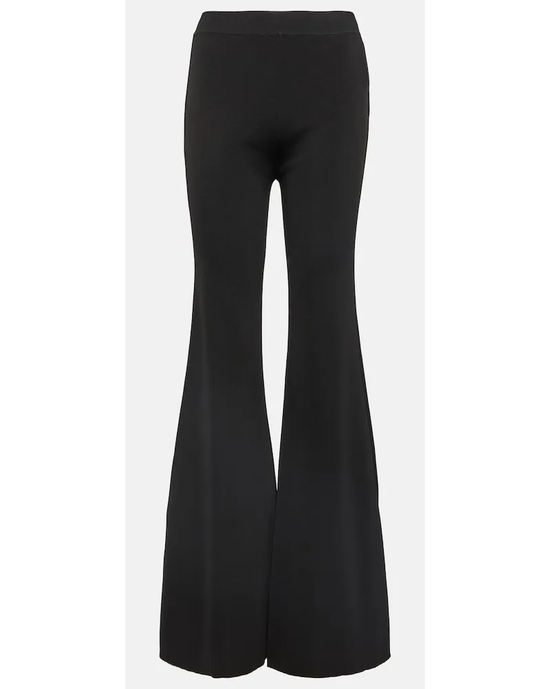 Balmain Pantaloni flared in maglia Nero