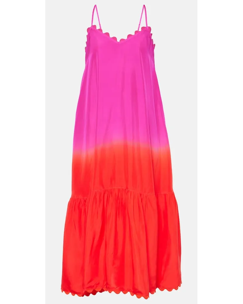 Juliet Dunn Abito midi in seta Rosa