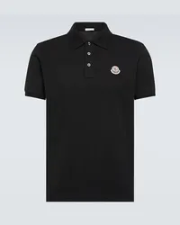 Moncler Polo in piqué di cotone Nero