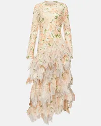 Zimmermann Abito midi Natura in organza di seta e lino Rosa