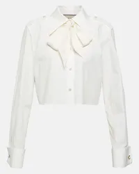 Gucci Blusa in popeline di cotone con fiocco Bianco