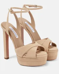 Aquazzura Sandali Divine 130 in suede con plateau Beige