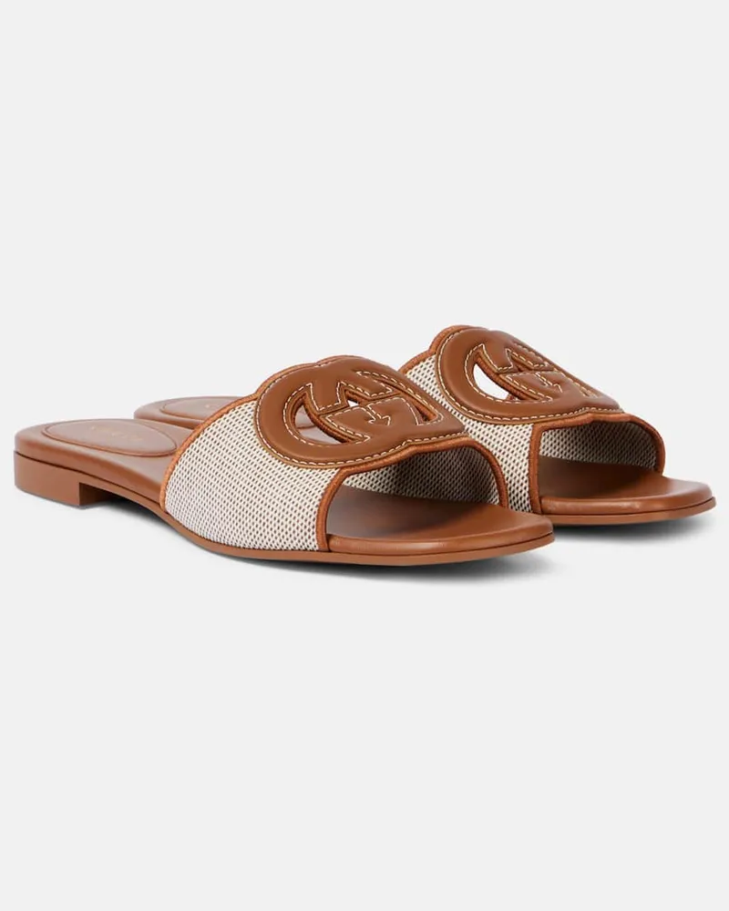 Gucci Sandali Interlocking G con finiture in pelle Marrone