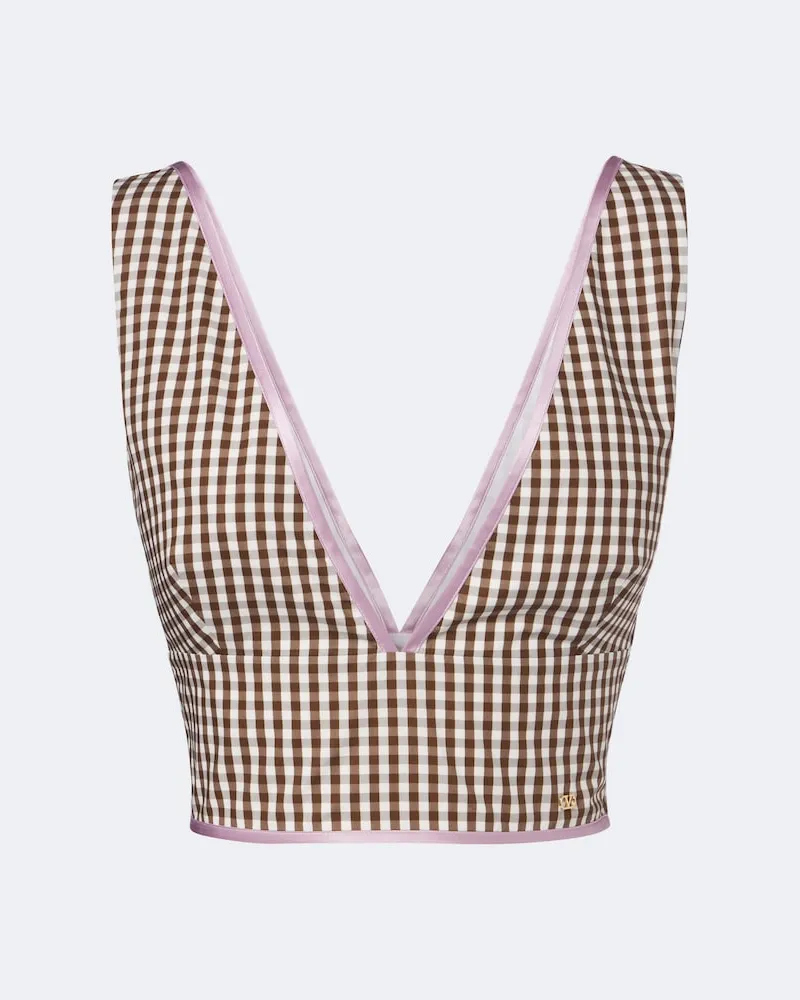 Valentino Garavani Top cropped in cotone a quadri Multicolore