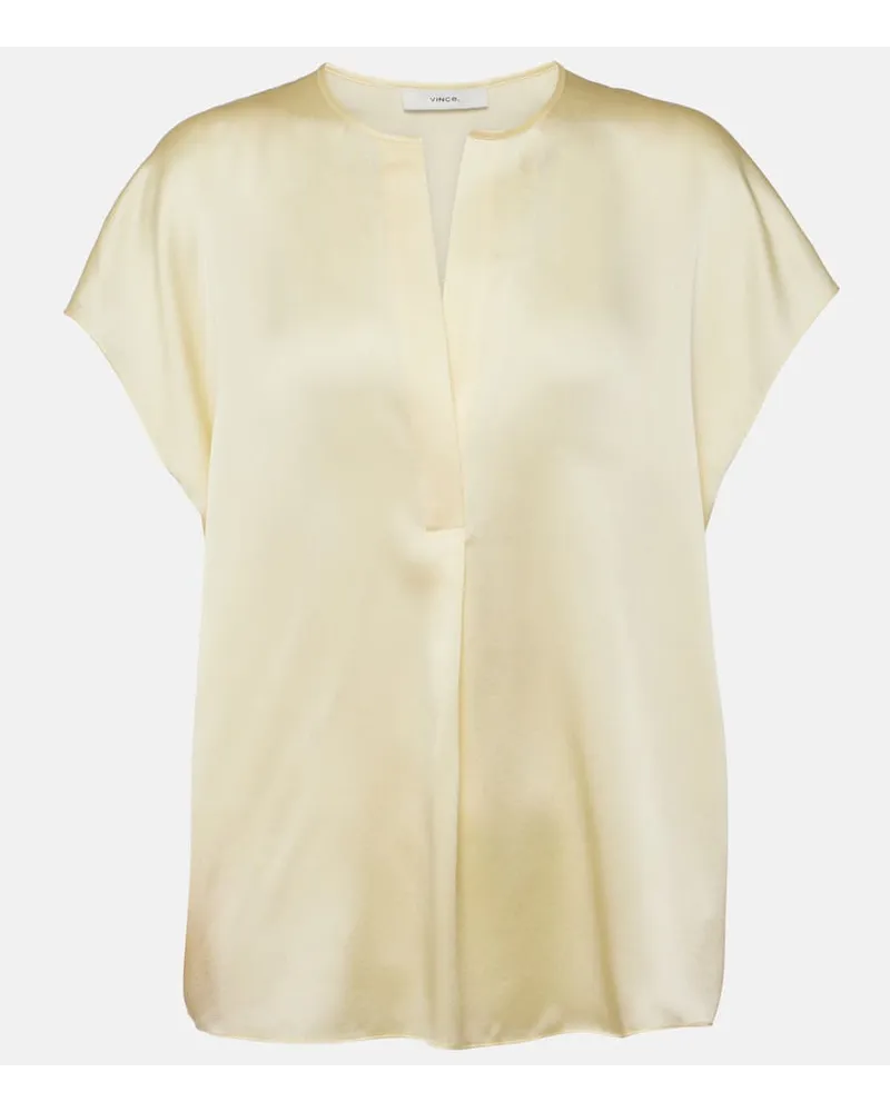 Vince Blusa in seta Bianco