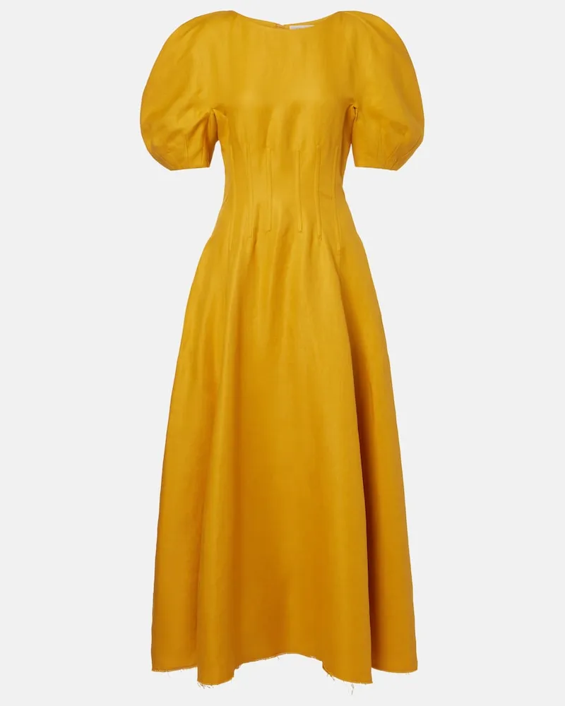 Gabriela Hearst Abito lungo Ranya in twill di lino Giallo