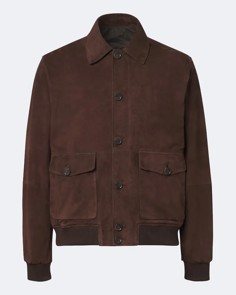 Arma Giacca blouson Tomme in suede Marrone