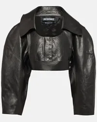 Jacquemus Giacca cropped Obra in pelle Nero