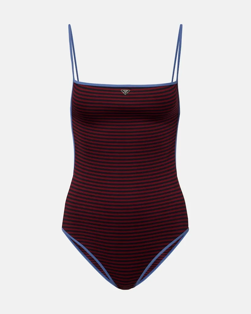 Prada Costume intero a righe Borgogna