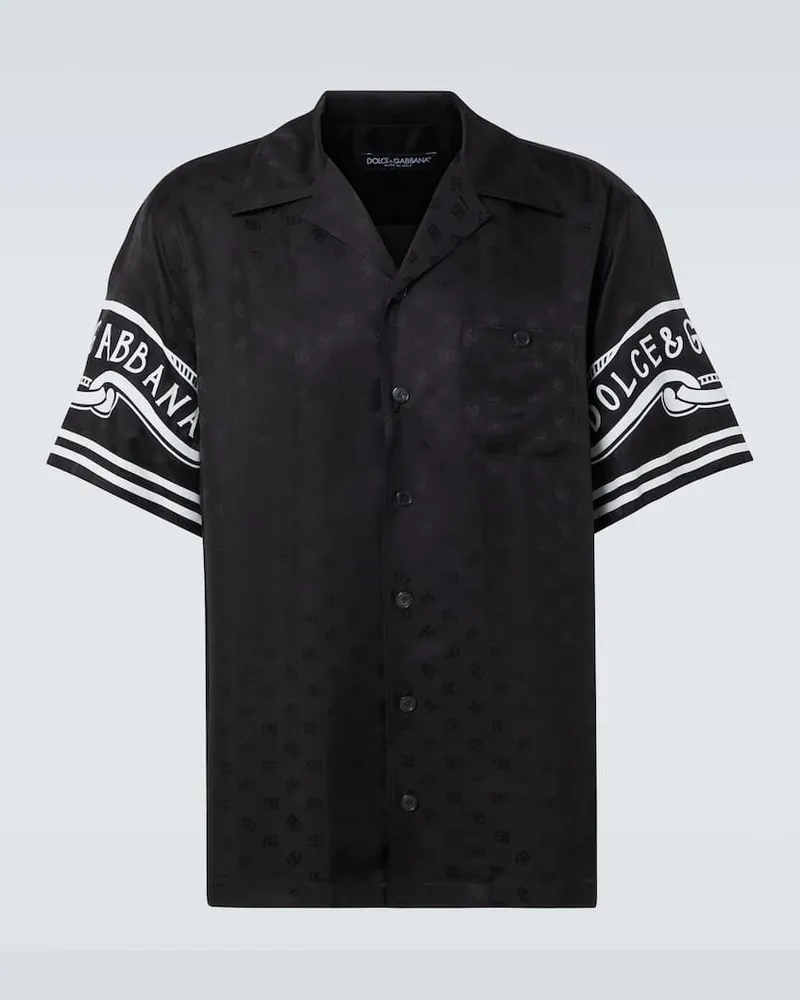 Dolce & Gabbana Camicia in twill di seta con stampa Nero