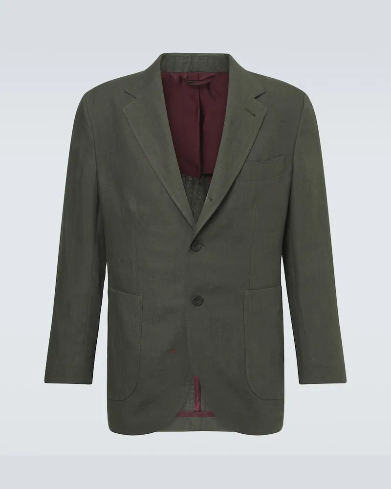 Rubinacci Blazer monopetto in lino Verde