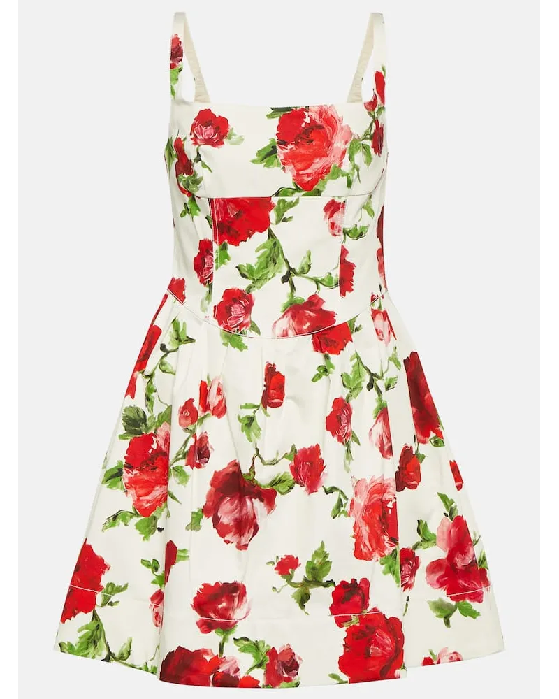 Carolina Herrera New York Miniabito in misto cotone con stampa floreale Bianco