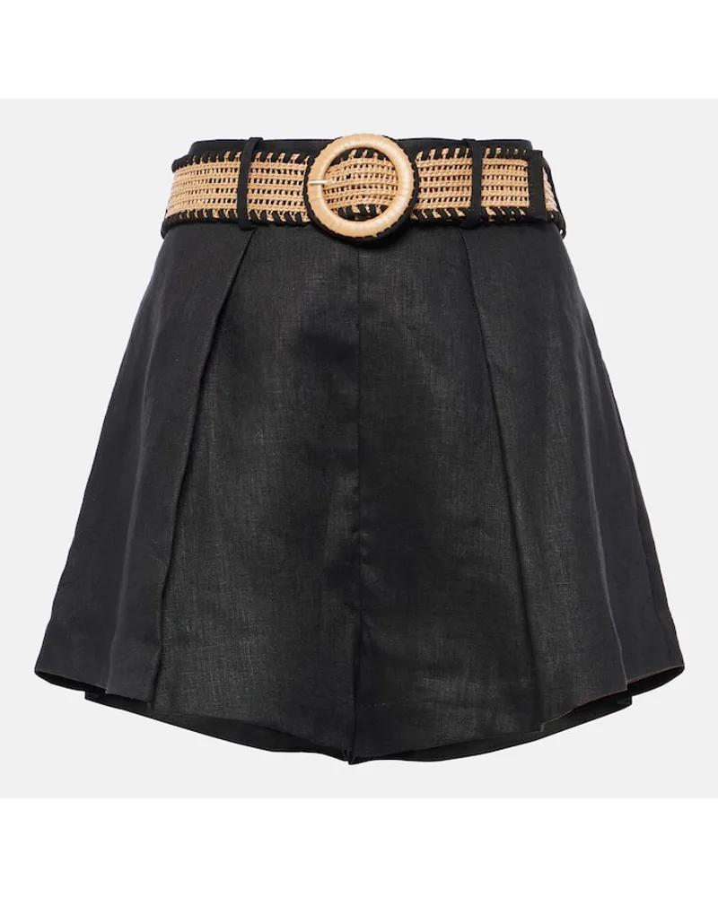 Zimmermann Shorts Halliday in lino a vita alta Nero