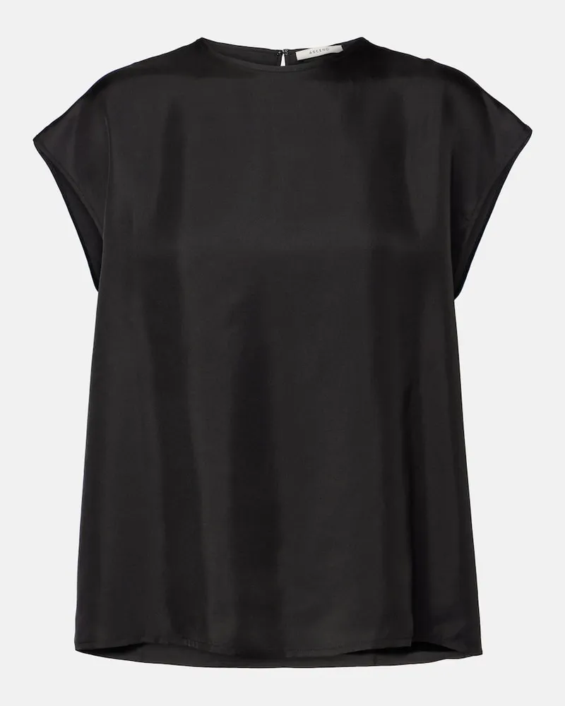 ASCENO Top Dasha in twill di seta Nero