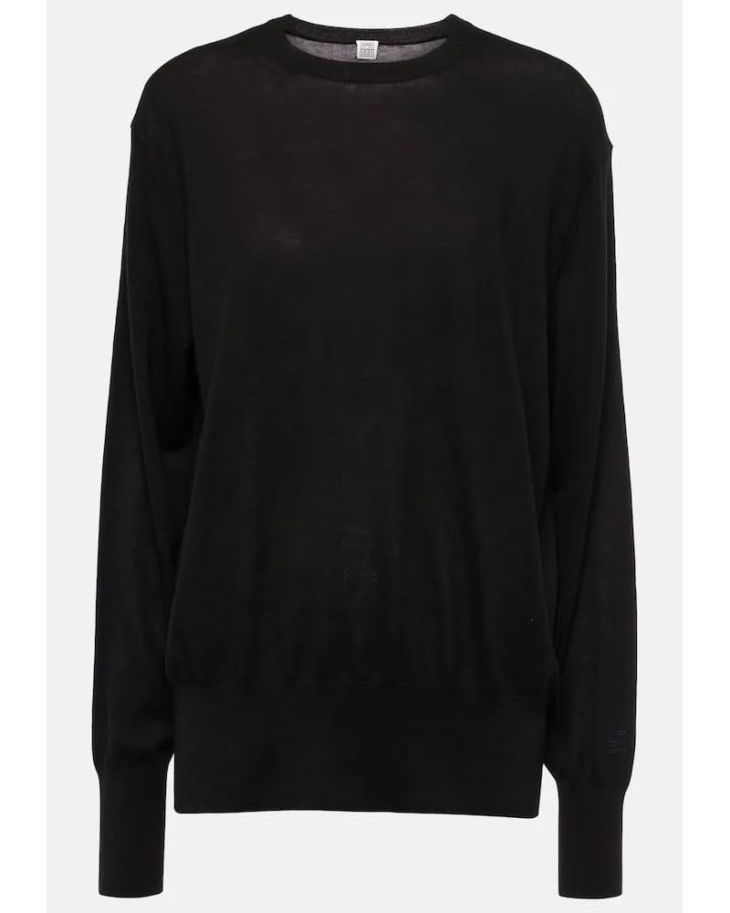 Totême Pullover in misto seta Nero
