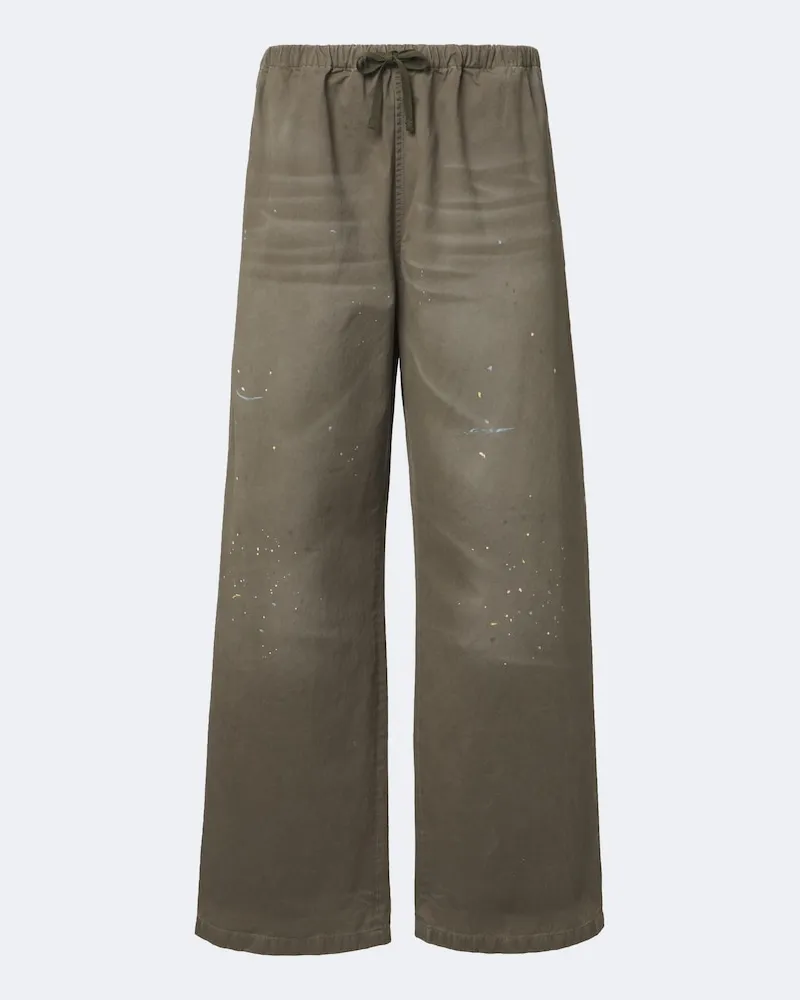 Acne Studios Pantaloni a gamba larga in twill di cotone Verde