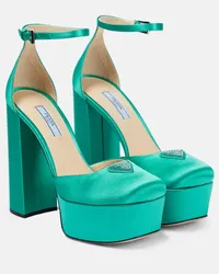 Prada Pumps in raso con plateau Verde