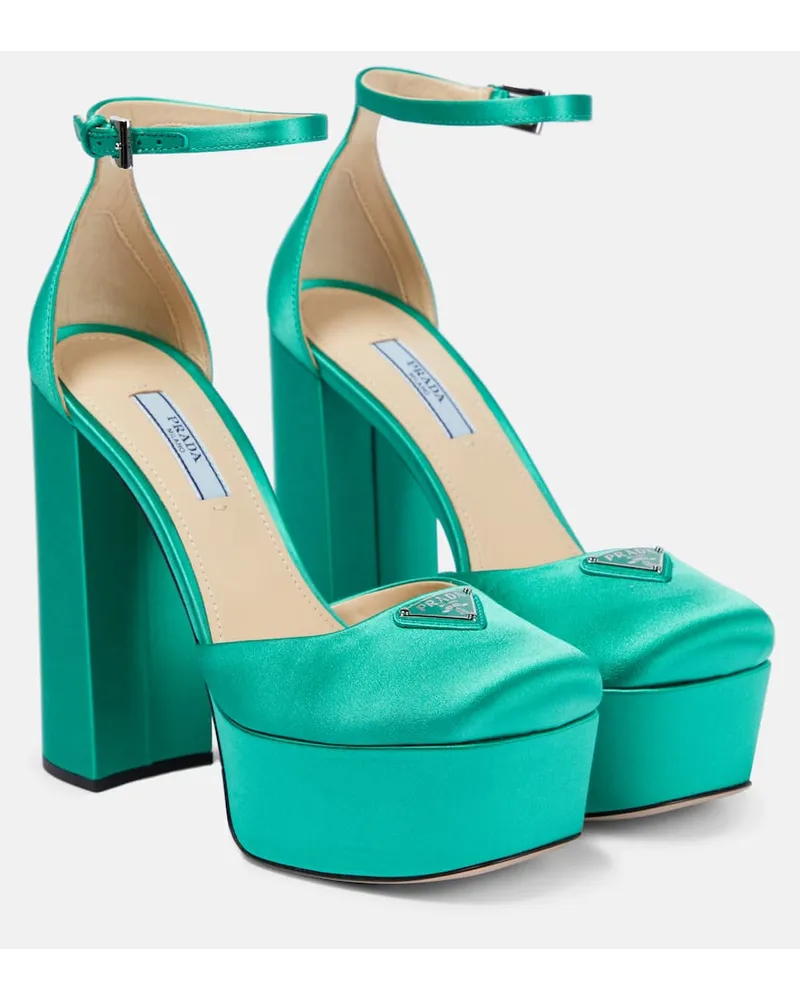 Prada Pumps in raso con plateau Verde