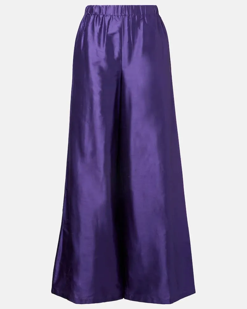 Max Mara Pantaloni Avio in raso di seta a vita alta Viola