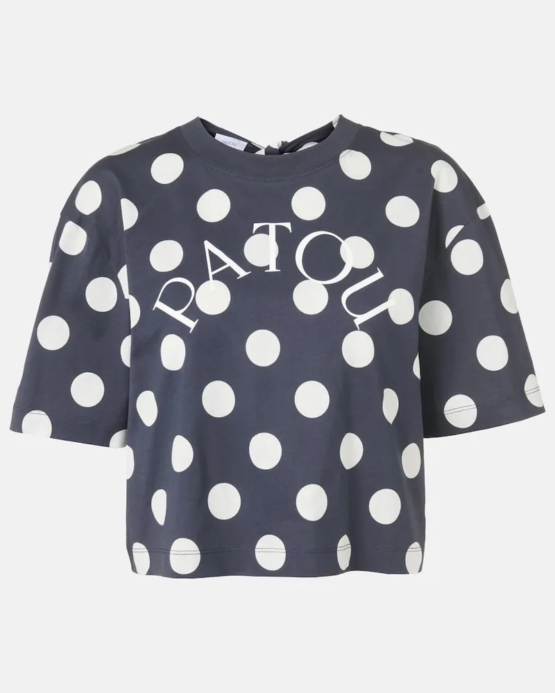 Patou T-shirt cropped in cotone a pois Blu
