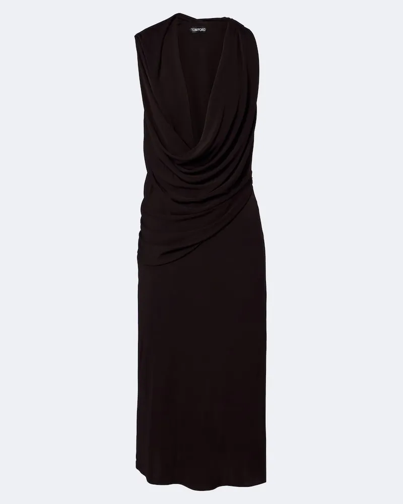 Tom Ford Abito midi in jersey crêpe Marrone