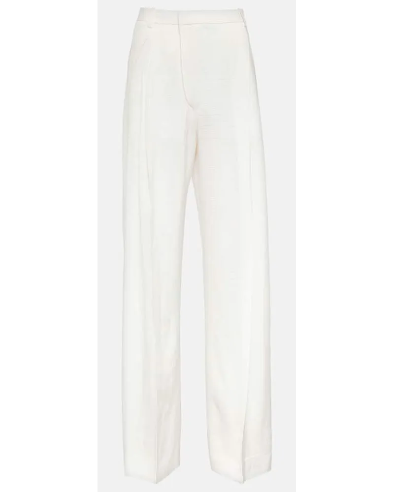 Victoria Beckham Pantaloni in misto lana a vita alta Bianco