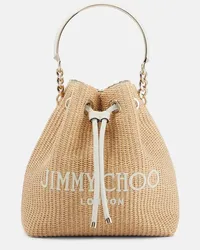 Jimmy Choo Secchiello Bon Bon Small in rafia Beige