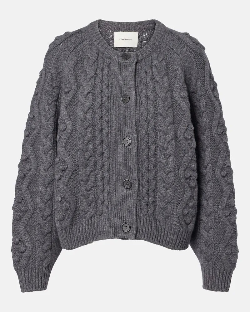 Lisa Yang Cardigan Winroe in cashmere a trecce Grigio