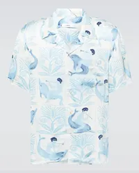 COMMAS Camicia bowling con stampa Blu