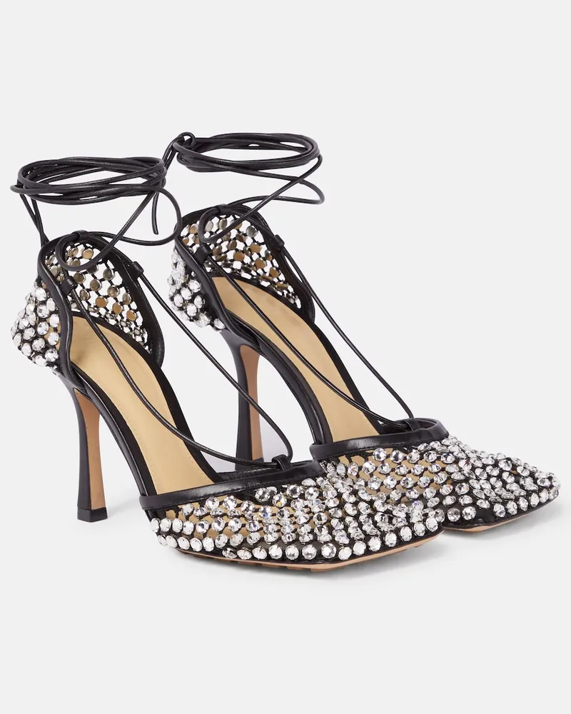 Bottega Veneta Pumps Sparkle Stretch in mesh e pelle Nero