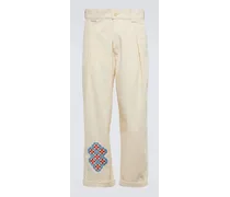 Pantaloni regular in cotone con ricamo