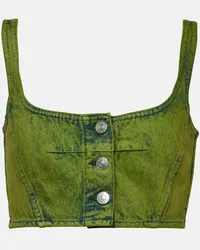 Marni Top cropped di jeans Verde