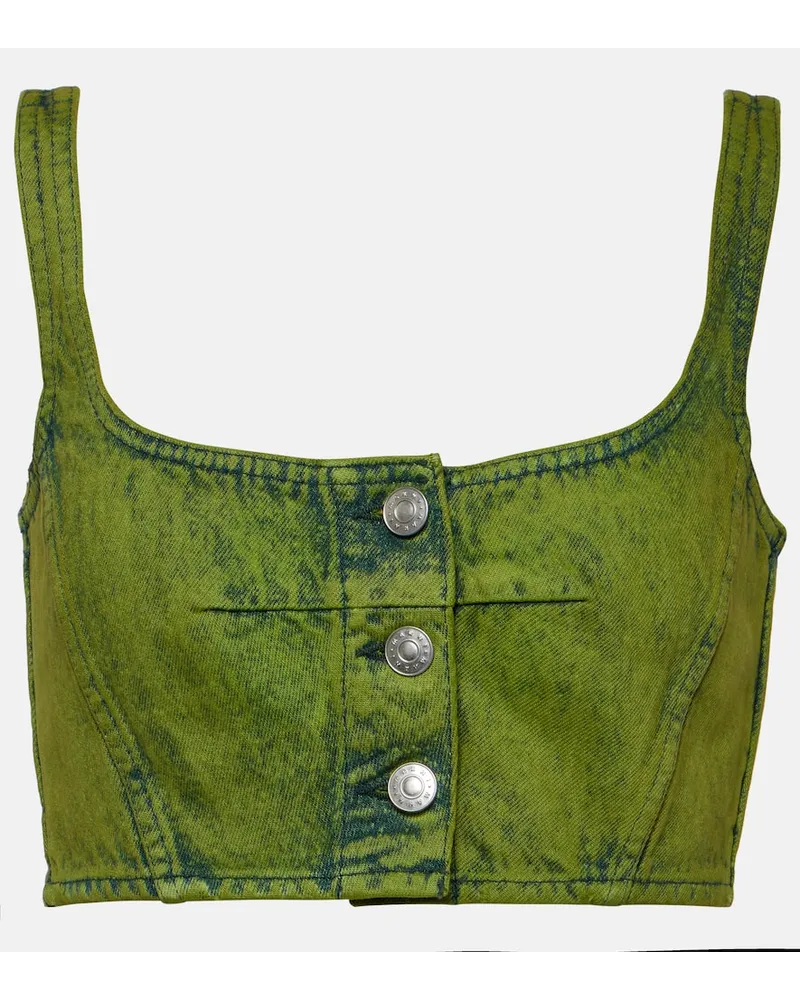 Marni Top cropped di jeans Verde