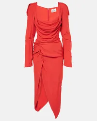 Vivienne Westwood Abito midi asimmetrico con ruches Rosso