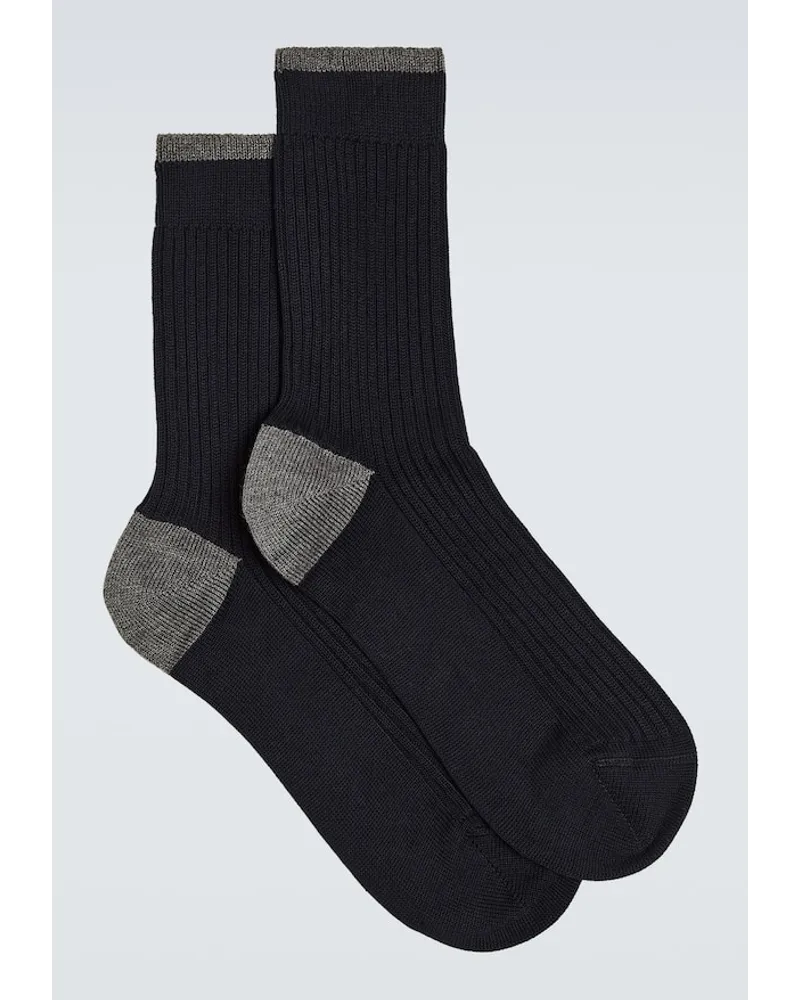 Brunello Cucinelli Calze in cotone Blu