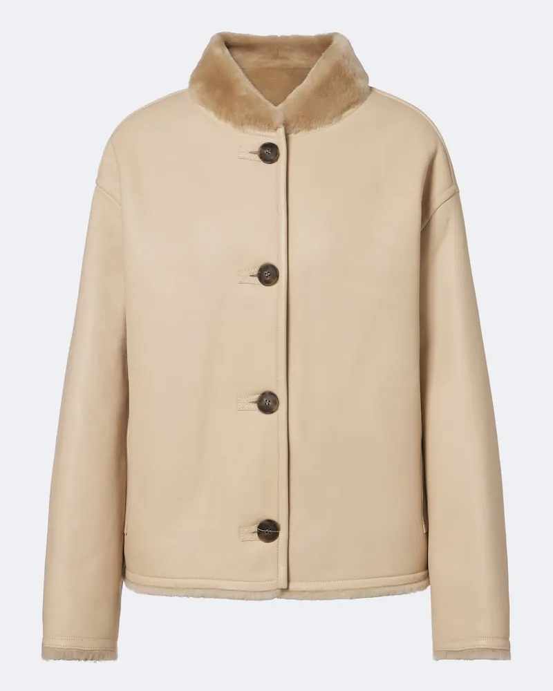 Yves Salomon Giacca reversibile in pelle con shearling Beige