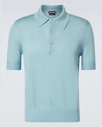 Tom Ford Polo in cashmere e seta Blu