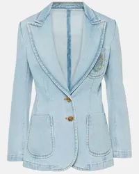 Etro Blazer in denim con ricamo Blu