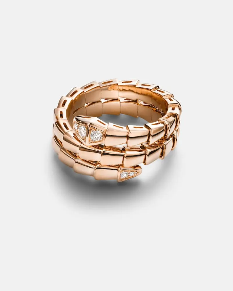 Bulgari Anello Serpenti Viper in oro rosa 18kt con diamanti Rosa
