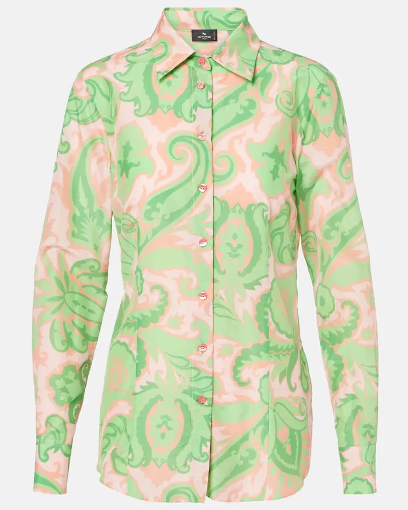 Etro Camicia in cotone e seta con stampa Multicolore
