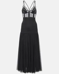 Dolce & Gabbana Abito midi con mesh Nero