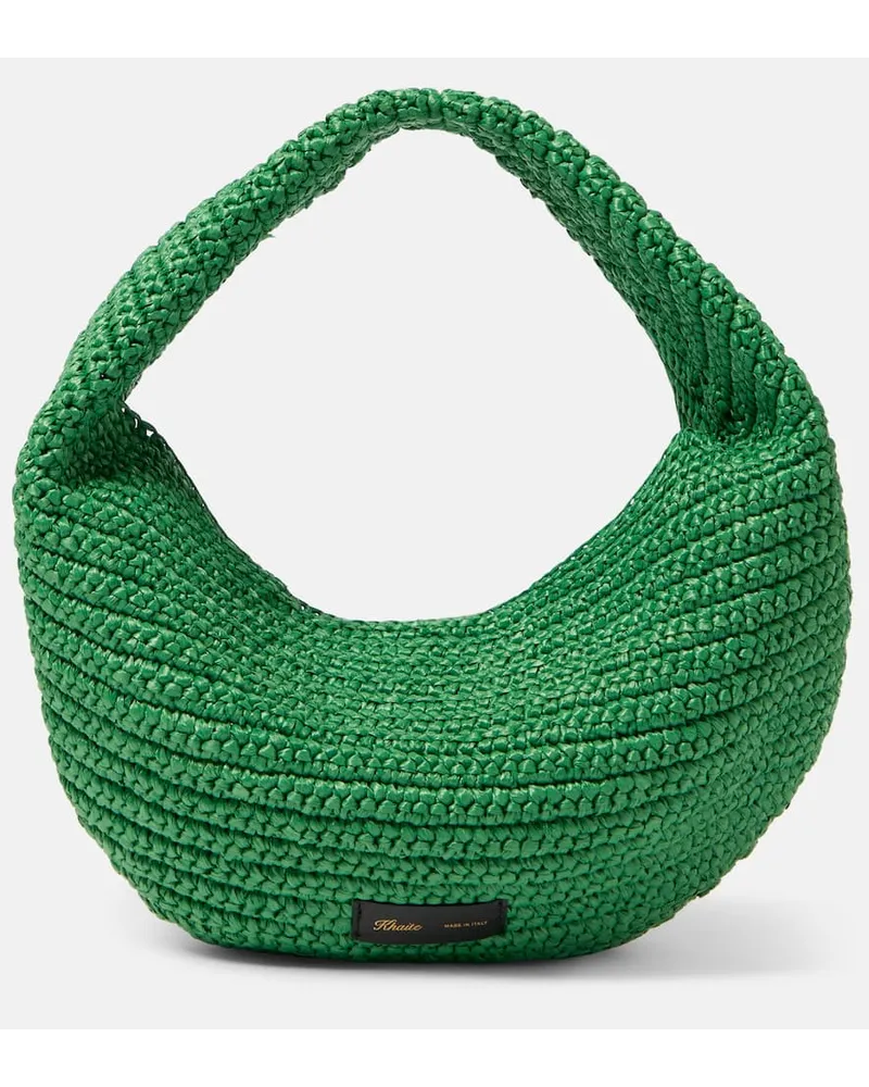 KHAITE Borsa a spalla Medium in rafia Verde