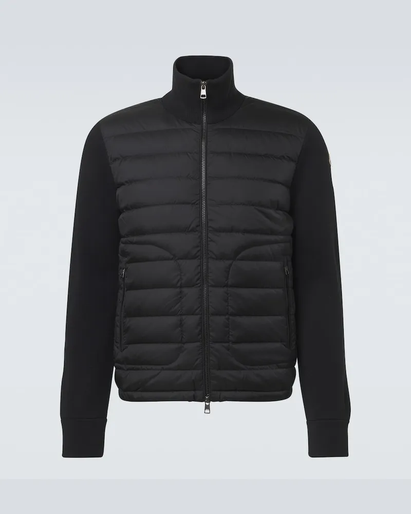 Moncler Cardigan Tricot in misto lana con imbottitura Nero