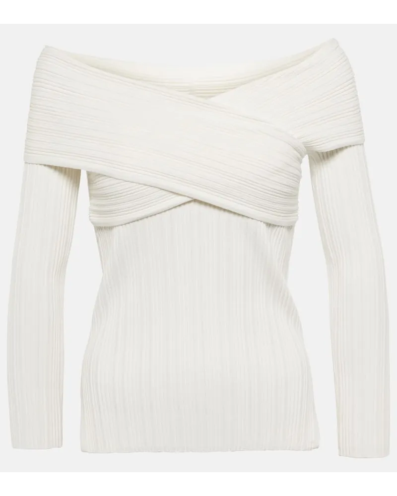 Veronica Beard Top Yesenia con scollo bardot Bianco