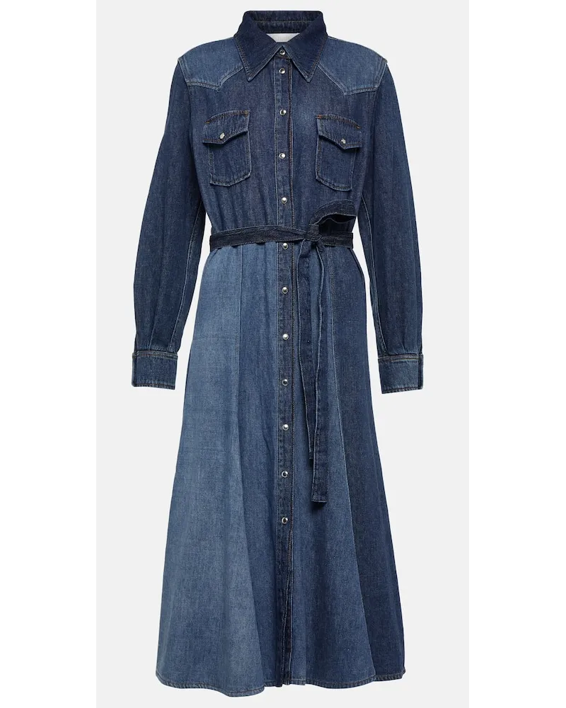 Chloé ChloÃ© Abito midi di jeans patchwork Blu