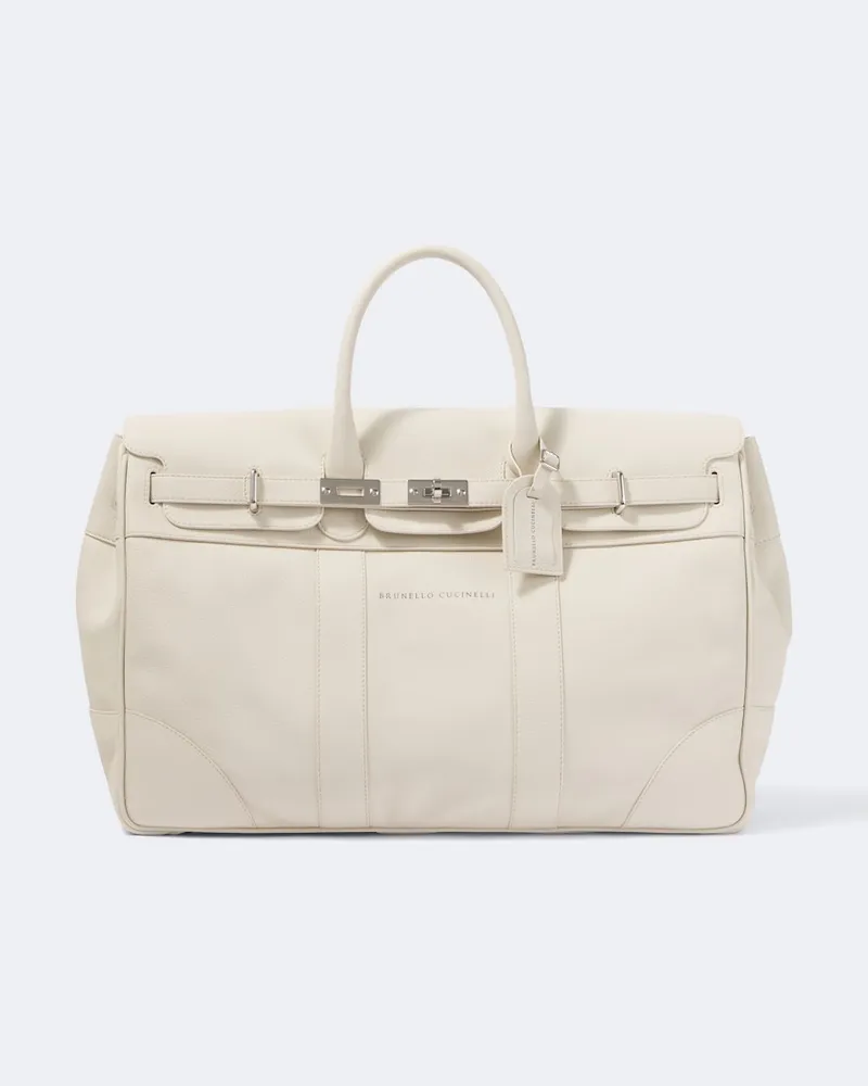 Brunello Cucinelli Borsa da viaggio in pelle Bianco
