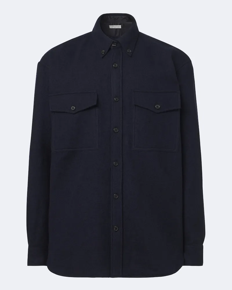 Dries van Noten Giacca camicia in lana Blu