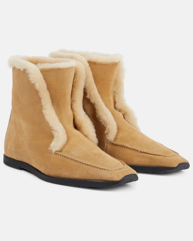 Totême Stivaletti in suede e shearling Beige