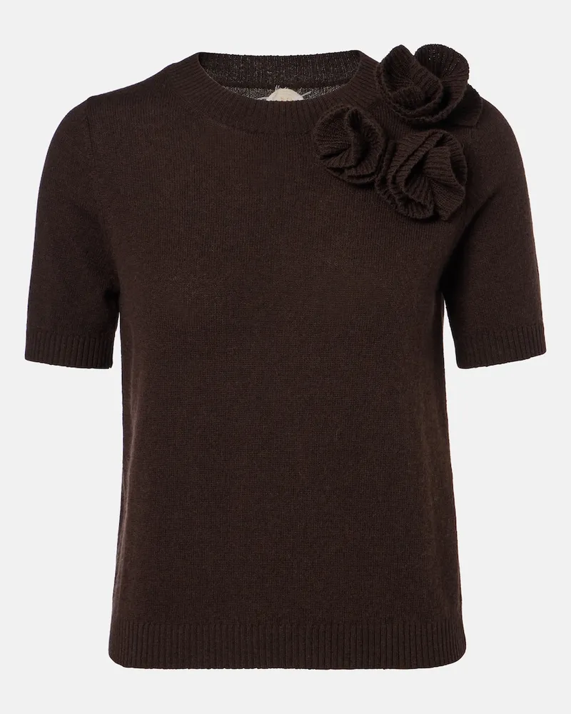 Jardin des Orangers Pullover in lana e cashmere floreale Marrone