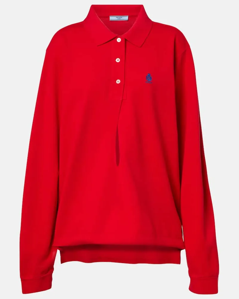 Prada Polo in cotone piquÃ© con logo Rosso